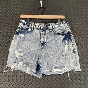 YMI‎ Blue Acid Washed High Rise Dream Fit Denim Shorts Women's Size 7/28